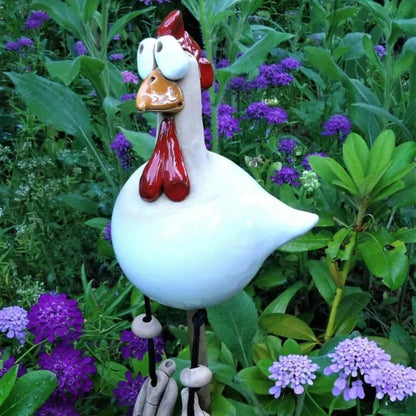 Kylling Hane Ornamenter - Haveindretning - Havekunst - Resin - Figurines