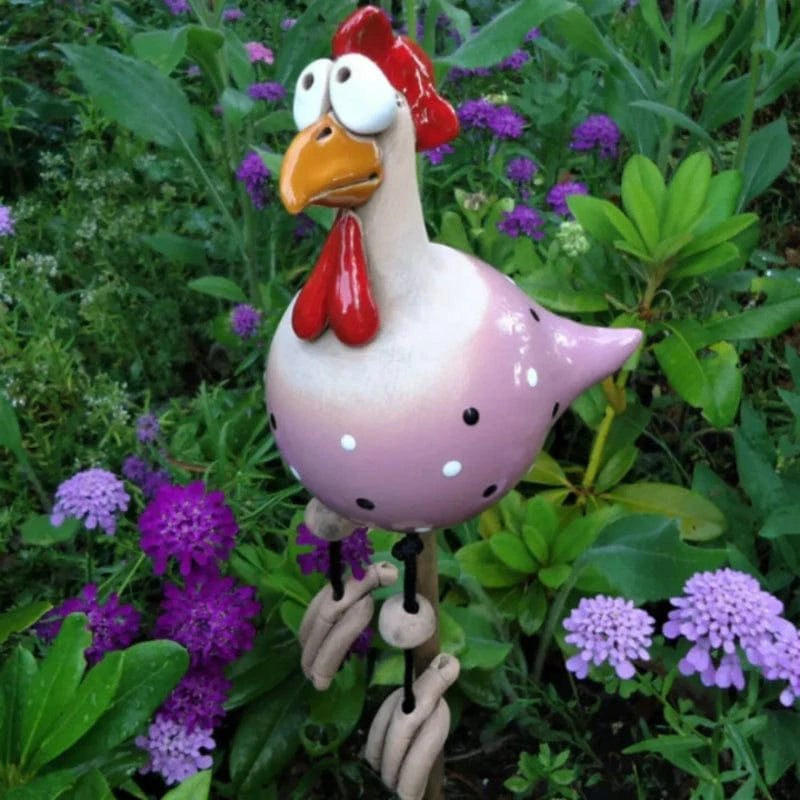Kylling Hane Ornamenter - Haveindretning - Havekunst - Resin - Figurines