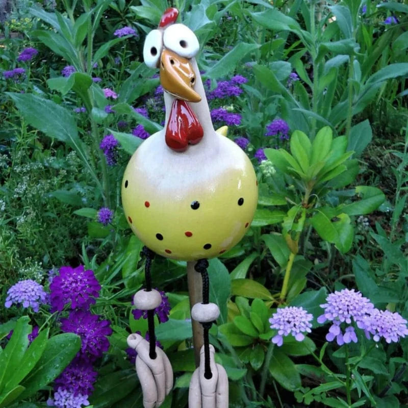 Kylling Hane Ornamenter - Haveindretning - Havekunst - Resin - Figurines