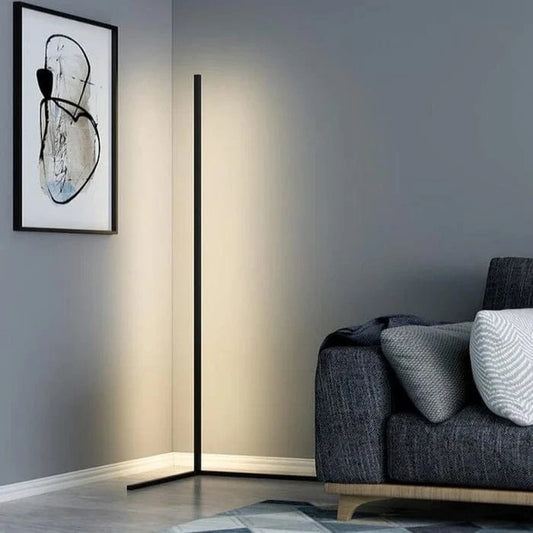 Minimalistisk Hjørne LED Gulvlampe - Matte - Dæmpbar - Aluminium - RGB