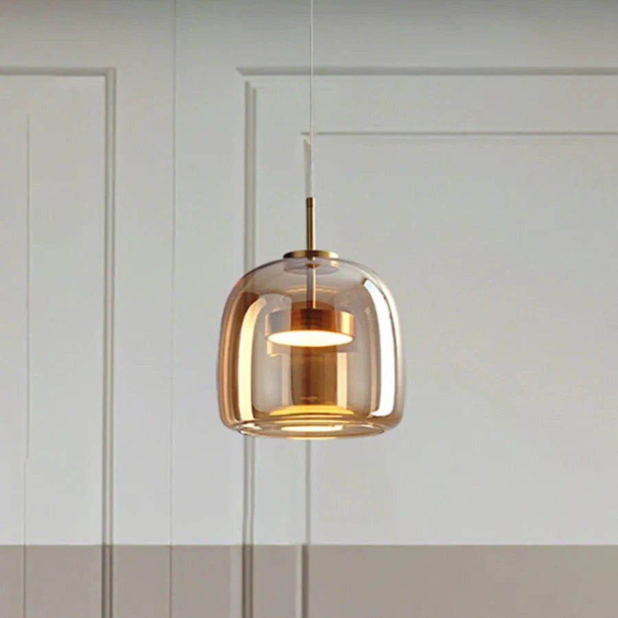 Moderne Glas Skygge Pendellampe - Rund - Indendørs - Metal