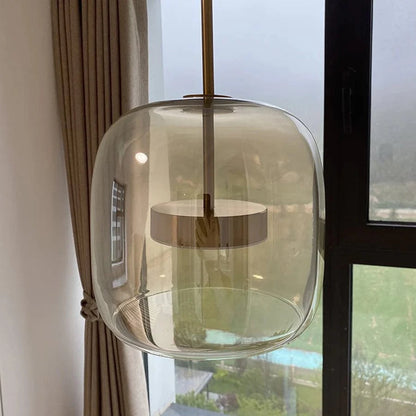 Moderne Glas Skygge Pendellampe - Rund - Indendørs - Metal