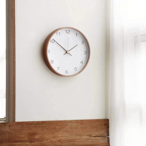 Moderne Analogt Træ Vægur - Scandinavian - Vægur med Tal - Lydløst Vægur - 30 cm