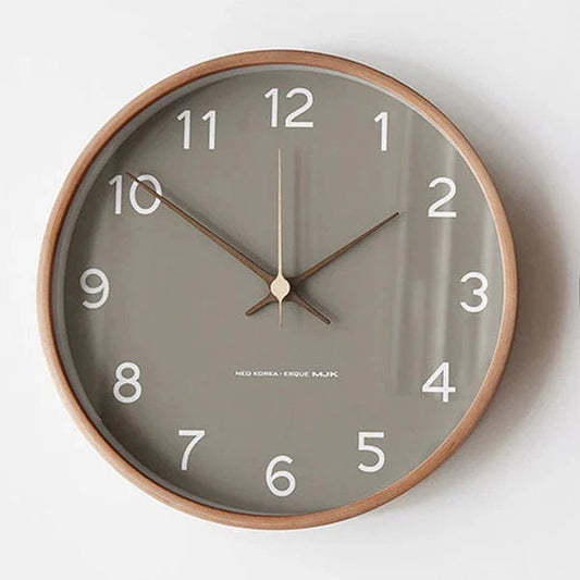 Moderne Analogt Træ Vægur - Scandinavian - Vægur med Tal - Lydløst Vægur - 30 cm