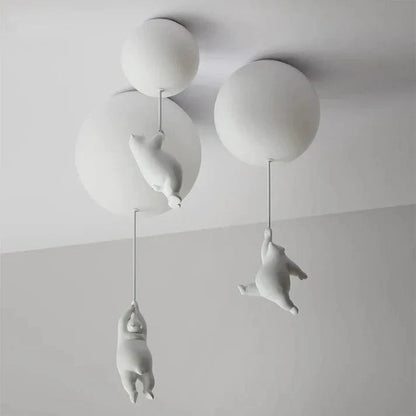 Moderne Hængende Bjørn Plafond Lampe - Sfære - Boligindretning - Børn - Indendørs