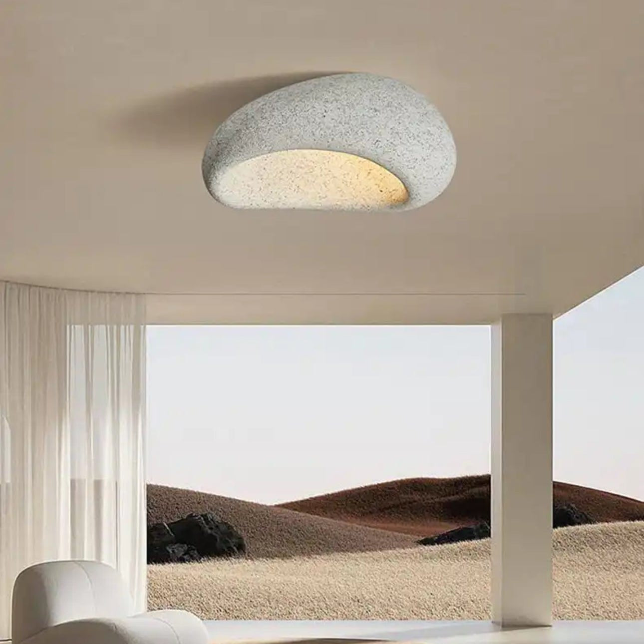 Moderne Wabi Sabi Loftslampe - Japansk Lampe - Minimalistisk - Polystyren - Indendørs