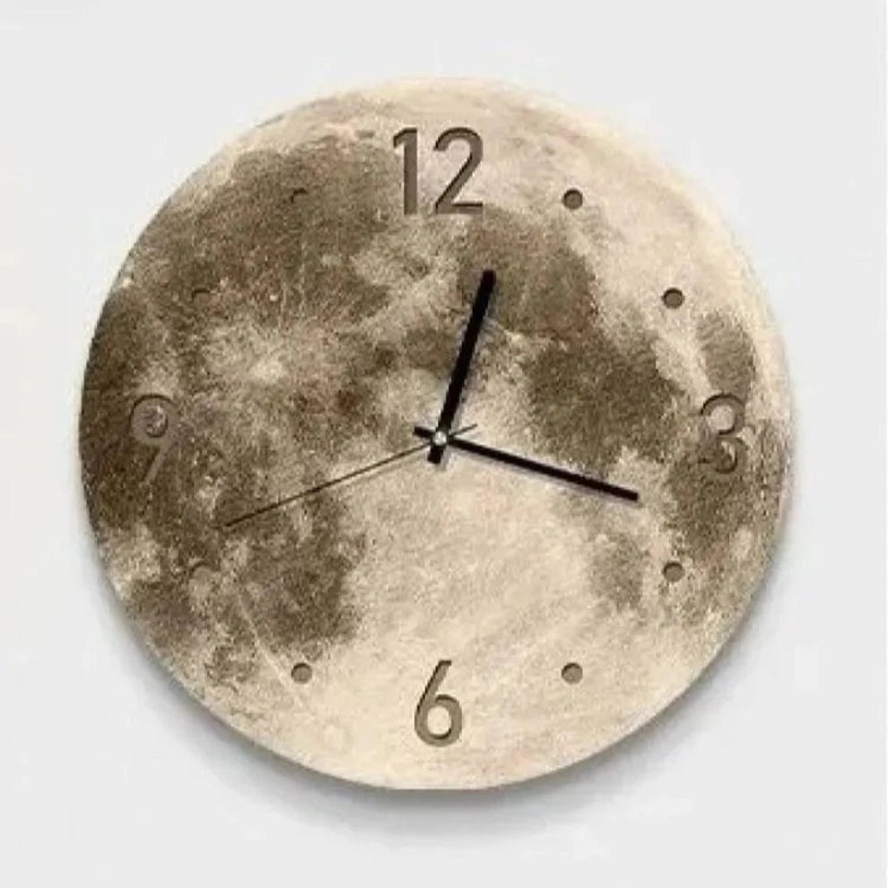 Moon Lydløst Vægur - Vægur med Tal - LED Lys - Væglampe - Boligindretning