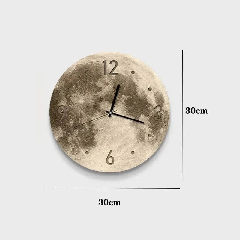 Moon Lydløst Vægur - Vægur med Tal - LED Lys - Væglampe - Boligindretning