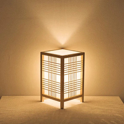 Rektangulær Bambus Vævet Bordlampe - Japandi Style - Boligindretning - E27 LED Pærer
