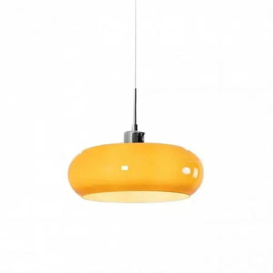 Retro Bauhaus Rund Glas Pendellampe - Opalglas - Metal - E27