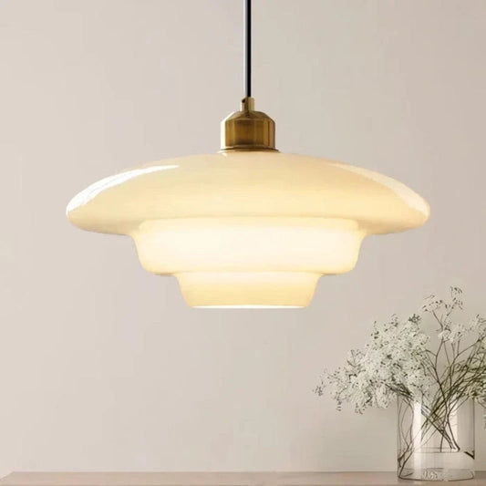 Retro Opal Glas Pendellampe - Tiered - E27 Pære - Art Deco