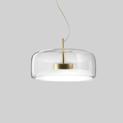 Retro LED hænglampe – Guldmetal & ravfarvet glas – Ø25–35 cm – Vintage design