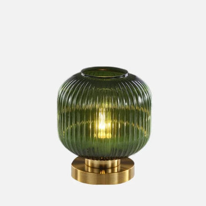 Røg Glas Bordlampe - Art Deco - Ribbet - Tønde
