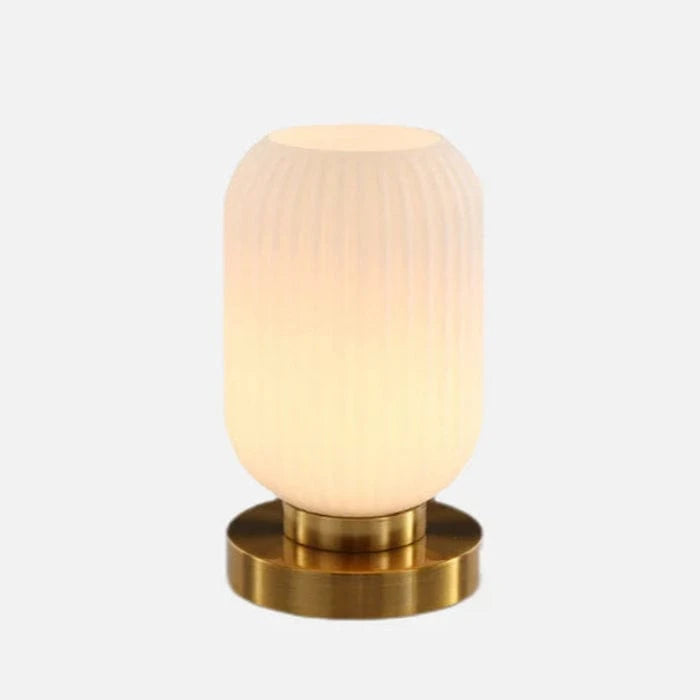Røg Glas Bordlampe - Art Deco - Ribbet - Tønde