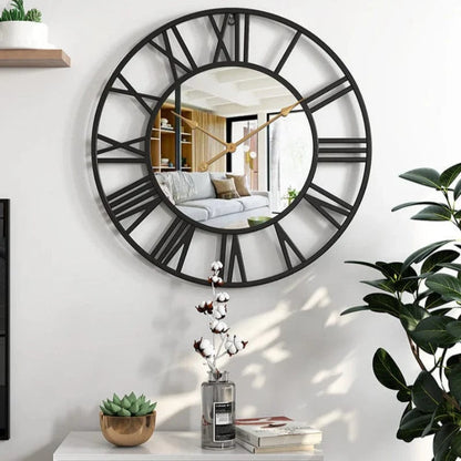Romerske tal Miorror Vægur  - Metal - Vægkunst - Moderne -  Ø39 cm