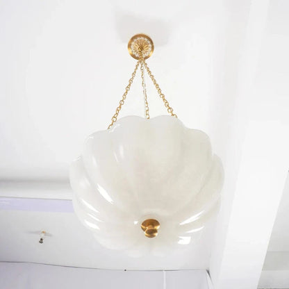 Rosehill Blomst Kurv Lysekrone - Glas - E14 Pære - Guldkæde - 40cm