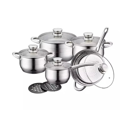 Royalty Line Rustfrit Stål Cookwear Sæt - Holdbar - Moderne - 12 dele