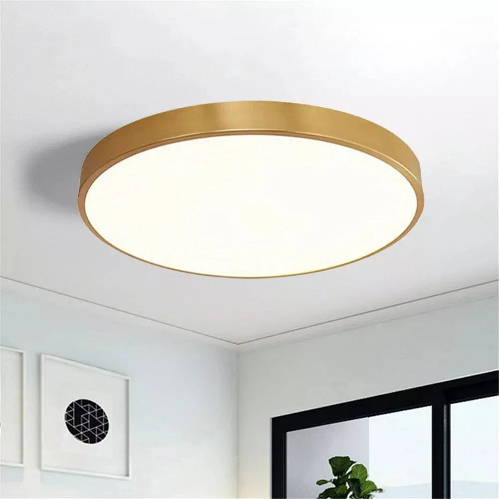 Rund Kobber Plafond Lampe - Metallisk - Japansk Lampe - Tynd - Rund