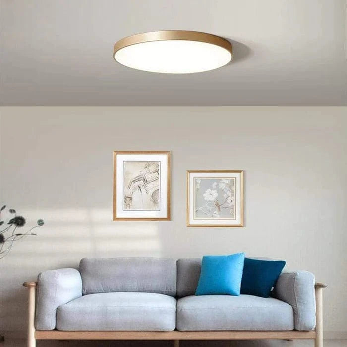 Rund Kobber Plafond Lampe - Metallisk - Japansk Lampe - Tynd - Rund