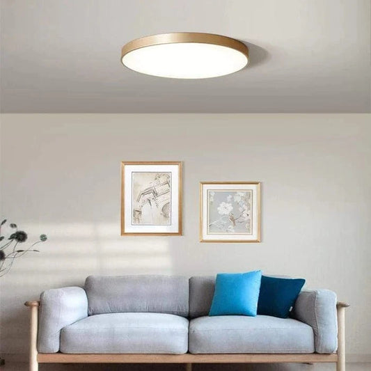 Rund Kobber Plafond Lampe - Metallisk - Japansk Lampe - Tynd - Rund
