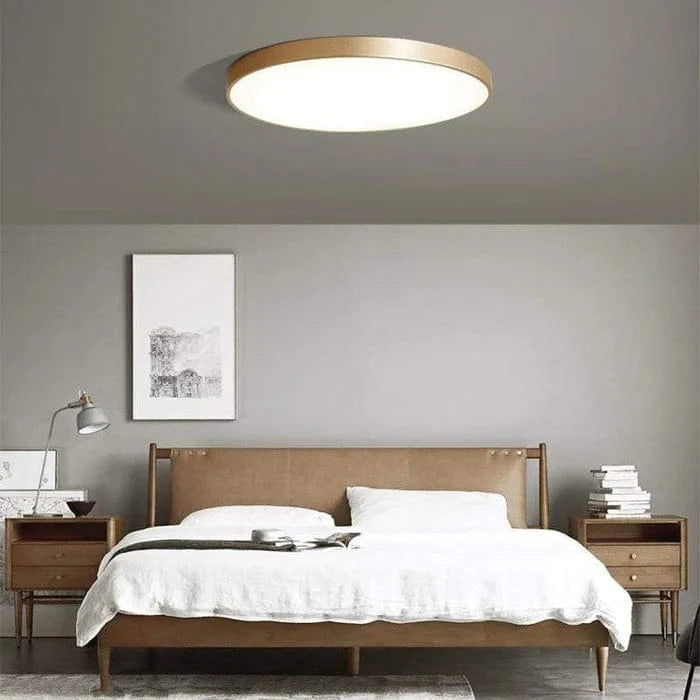Rund Kobber Plafond Lampe - Metallisk - Japansk Lampe - Tynd - Rund