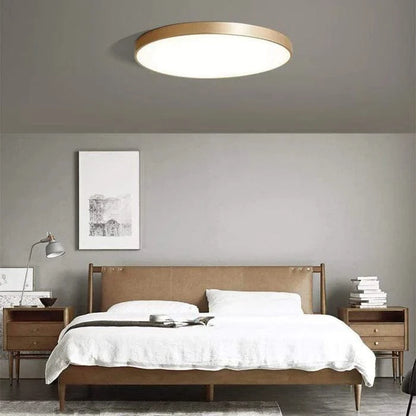 Rund Kobber Plafond Lampe - Metallisk - Japansk Lampe - Tynd - Rund