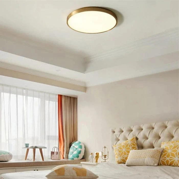 Rund Kobber Plafond Lampe - Metallisk - Japansk Lampe - Tynd - Rund