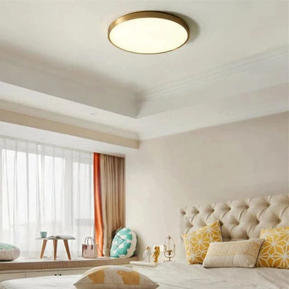 Rund Kobber Plafond Lampe - Metallisk - Japansk Lampe - Tynd - Rund