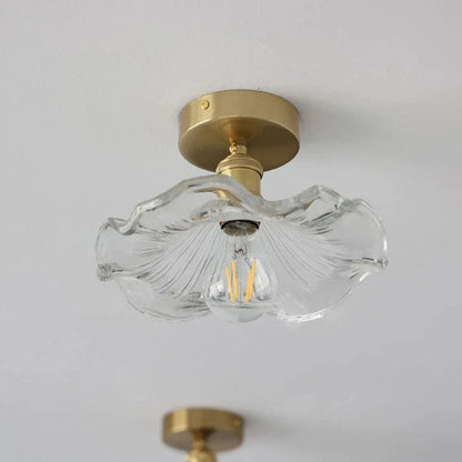 Scandinavian Hibiscus Blomst Glas Loftslampe - LED Pære - Gennemsigtig - E27