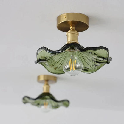 Scandinavian Hibiscus Blomst Glas Loftslampe - LED Pære - Gennemsigtig - E27