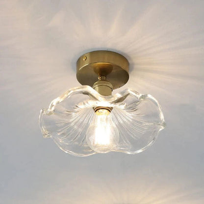 Scandinavian Hibiscus Blomst Glas Loftslampe - LED Pære - Gennemsigtig - E27