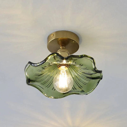 Scandinavian Hibiscus Blomst Glas Loftslampe - LED Pære - Gennemsigtig - E27