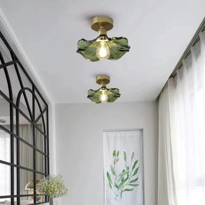 Scandinavian Hibiscus Blomst Glas Loftslampe - LED Pære - Gennemsigtig - E27