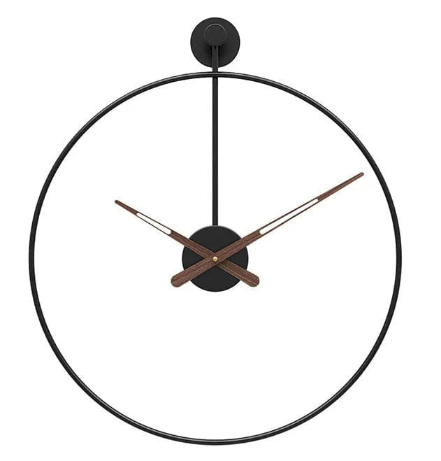 Sorte Metal Stor Vægur - Minimalistisk - Lydløst Vægur - Moderne - 40 cm