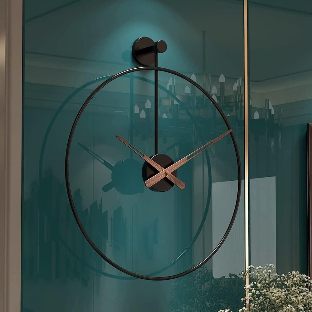 Sorte Metal Stor Vægur - Minimalistisk - Lydløst Vægur - Moderne - 40 cm
