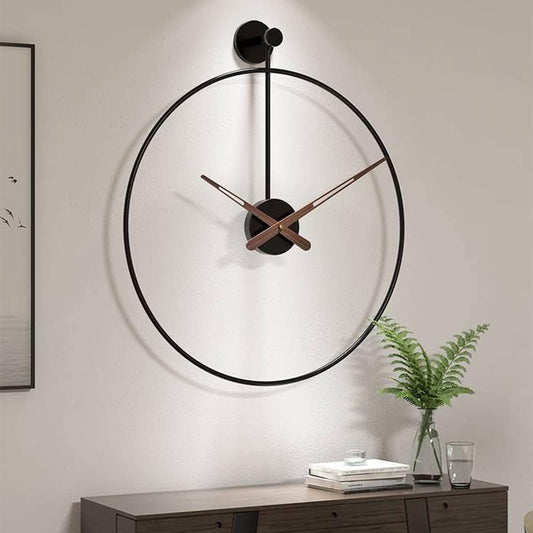 Sorte Metal Stor Vægur - Minimalistisk - Lydløst Vægur - Moderne - 40 cm