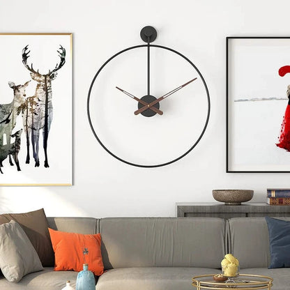 Sorte Metal Stor Vægur - Minimalistisk - Lydløst Vægur - Moderne - 40 cm