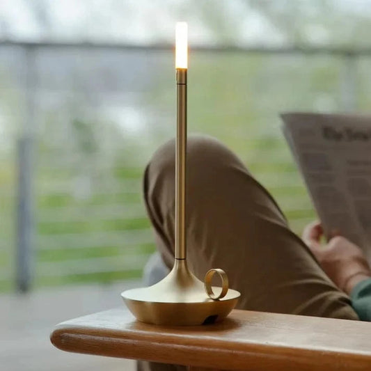 Stearinlys Trådløs LED Bordlampe - Aluminium - Genopladelig - Bærbar