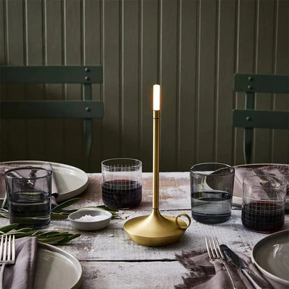 Stearinlys Trådløs LED Bordlampe - Aluminium - Genopladelig - Bærbar