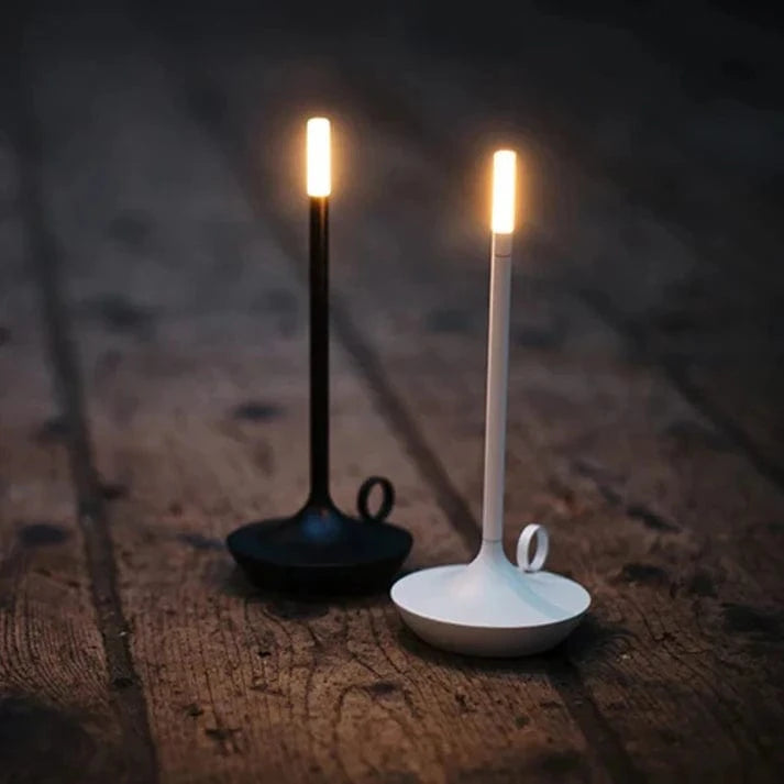 Stearinlys Trådløs LED Bordlampe - Aluminium - Genopladelig - Bærbar