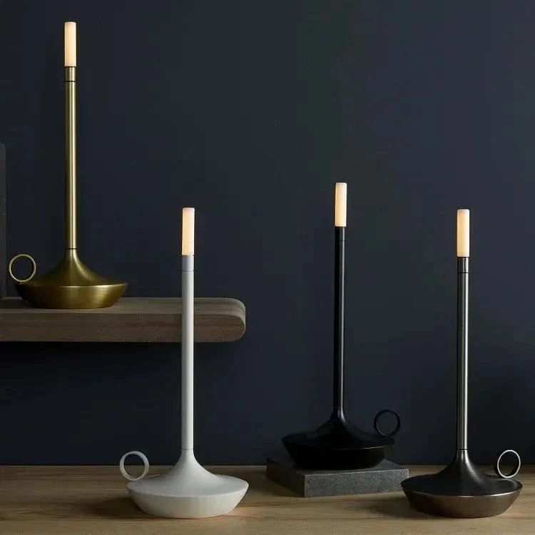 Stearinlys Trådløs LED Bordlampe - Aluminium - Genopladelig - Bærbar