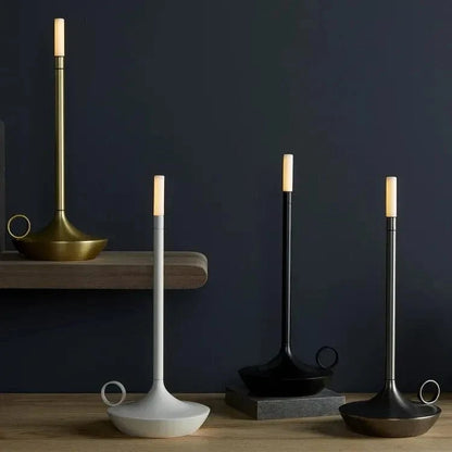 Stearinlys Trådløs LED Bordlampe - Aluminium - Genopladelig - Bærbar