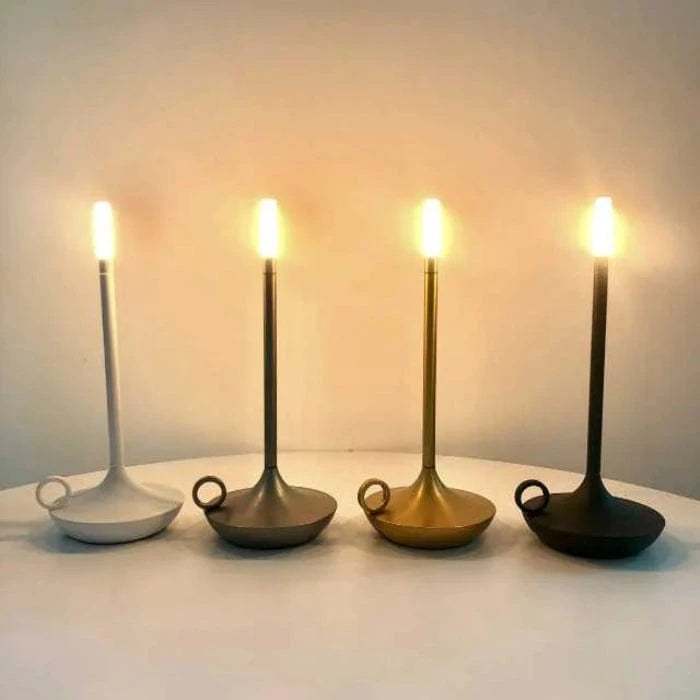 Stearinlys Trådløs LED Bordlampe - Aluminium - Genopladelig - Bærbar