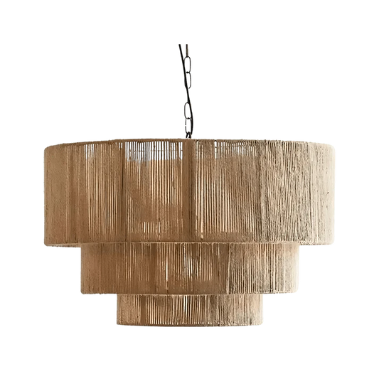 Tre Lag Hamp Reb Pendel Lampe - Japandi - Boheme - Rattan