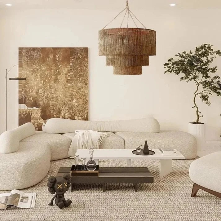Tre Lag Hamp Reb Pendel Lampe - Japandi - Boheme - Rattan