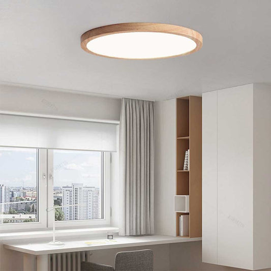 Ultra Tynd Flush Mount Træ Loftslampe - Moderne - Flad - LED Lys