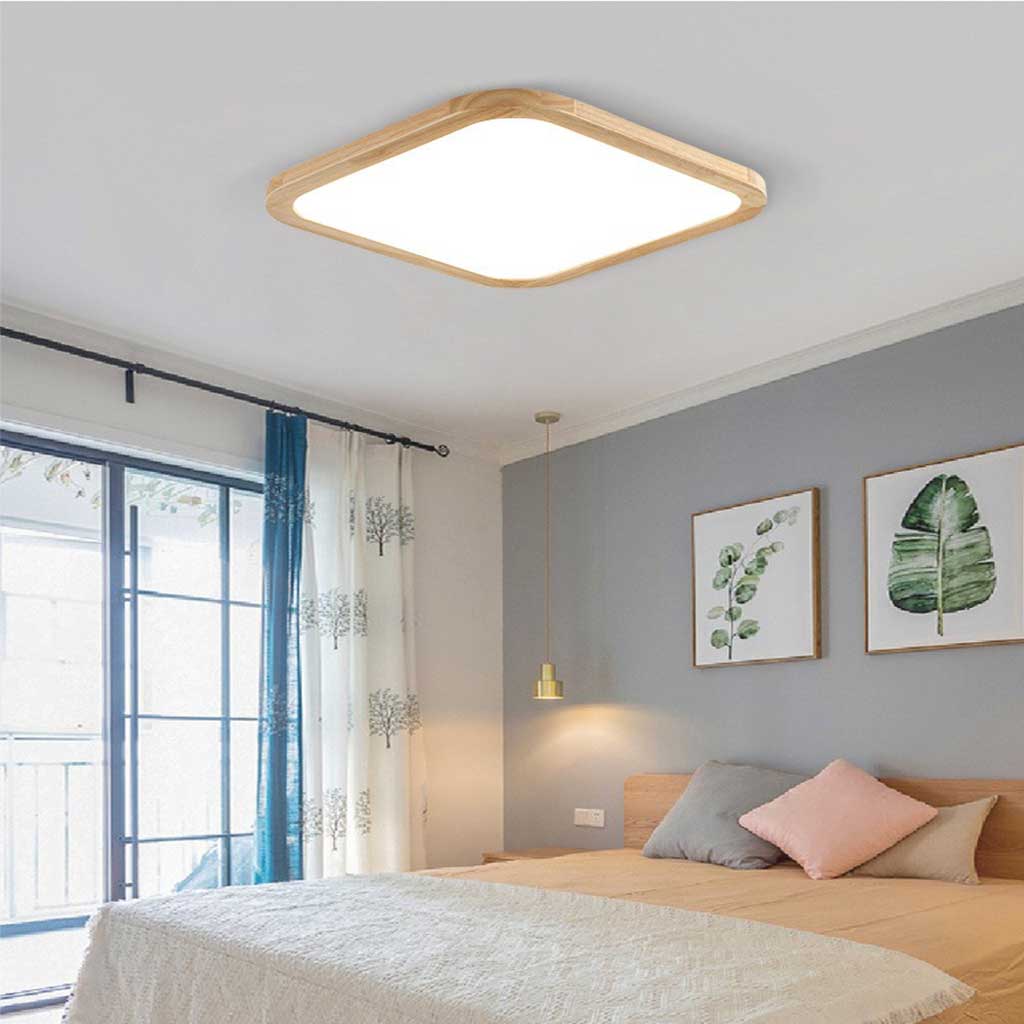 Ultra Tynd Flush Mount Træ Loftslampe - Moderne - Flad - LED Lys
