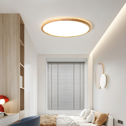 Ultra Tynd Flush Mount Træ Loftslampe - Moderne - Flad - LED Lys