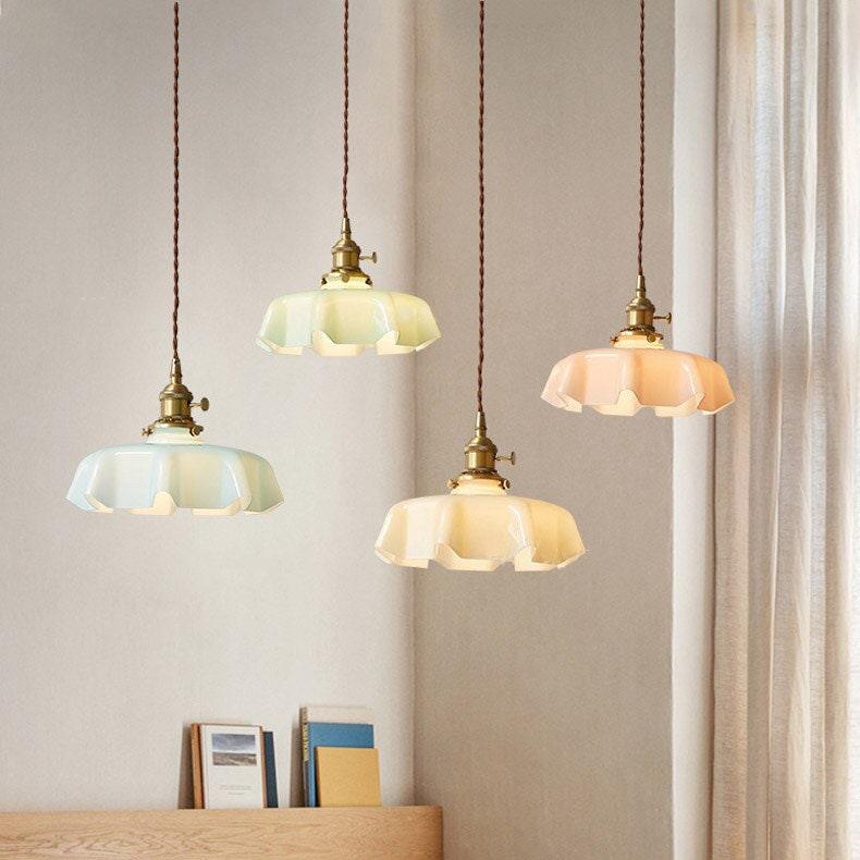 Vintage Fransk Glas Skygge Pendel Lampe - Boligindretning - Hængende