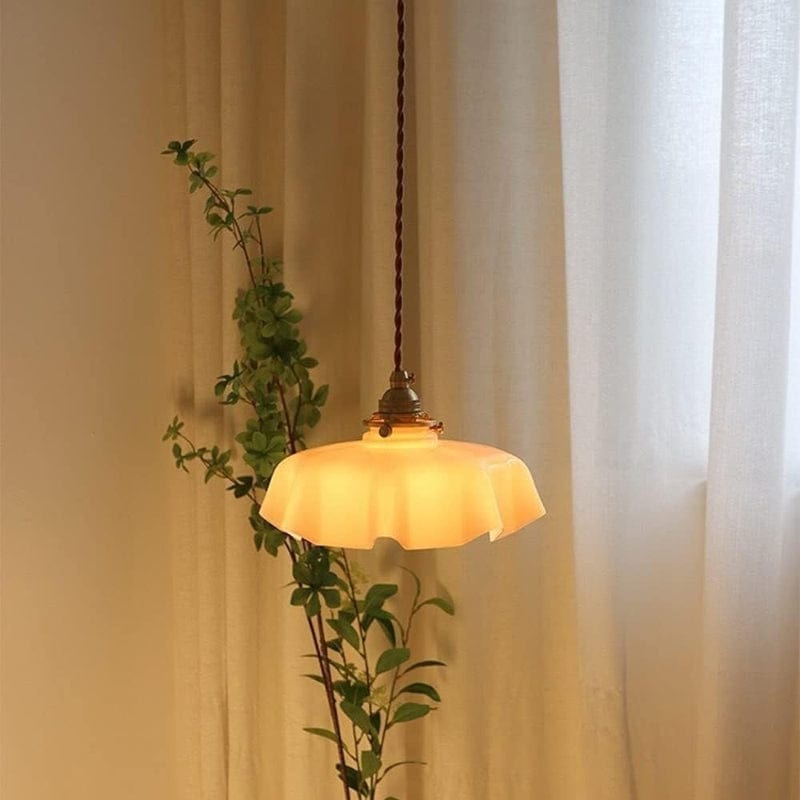 Vintage Fransk Glas Skygge Pendel Lampe - Boligindretning - Hængende